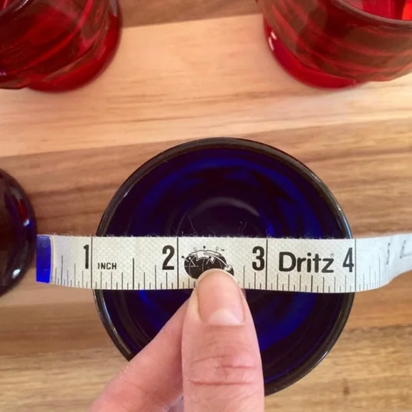 Anchor Hocking Georgian tumblers in royal ruby and cobalt blue.  Set of 4 - Picture 6 of 6